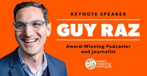 picture of guy raz the keynote speaker at content marketing world