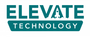 Elevate Technology logo featuring bold white uppercase text “ELEVATE” above the word “TECHNOLOGY” on a teal background.