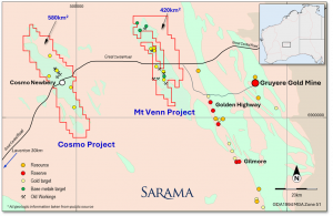 Figure 1 : Cosmo and Mt Venn Project Locations, Eastern Goldfields, Western Australia