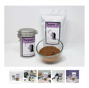a screenshot of the product information and product images for the mushroom coffee starter kit