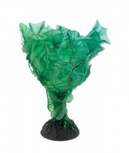 Cast glass floral sculpture by Evelyn Dunstan (New Zealander, b. 1961), titled Conundrum 6 Contrary (2009), artist signed, dated and titled to the underside, cipher marked to the side of the foot ($5,142).