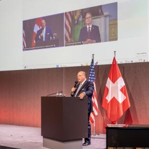 Ambassador Edward T. McMullen, Jr. introduces U.S. Treasury Secretary Scott Bessent