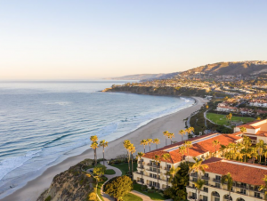 Luxury resort hotel on cliff overlooking Pacific Ocean