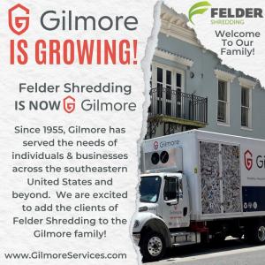 Gilmore, a leading provider of secure document shredding, records management, and information security services, proudly announces the acquisition of Felder Shredding, a division of Felder Services, a trusted name in document destruction based in Mobile, Alabama Felders