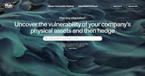 The intuitive search webpage used to search from 13,000 companies and navigate to Climate Vulnerability Rankings. Each company’s physical risk is ranked relative to its peers and a global index covering all 13,000 companies.