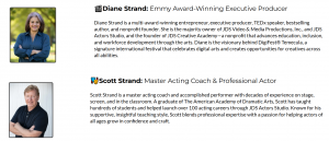 Short Biographies of Scott and Diane Strand outlining their professional credits and achievements.
