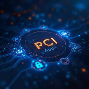 Futuristic Blue and Orange Glowing: PCI Audit