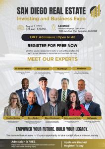 Get the line-up of the San Diego Real Estate Investing and Business Expo speakers and event's additional details. Flyer: IWBA.