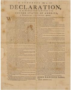 Ahead of the Nation’s 249th birthday, a new historical gallery on Manhattan’s Upper East Side showcases some of America’s rarest and most politically resonant documents Declaration of Independence - Rare July 1776 Broadside. On July 4, once the Continental Congress approved the Declaration, broadsides were printed to spread the news. This copy and others were passed from hand to hand or nailed to church or tavern doors,