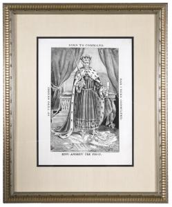 “King Andrew the First” Anti-Jackson Cartoon (1832) A biting satire of President Andrew Jackson who, with the spoils system, replaced Washington’s “justice and the public good” ethic for choosing federal officers. This rare mezzotint shows Jackson crown