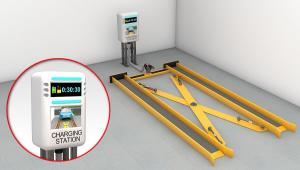 Shows Entire Electric Vehicle Automatic Charging Station