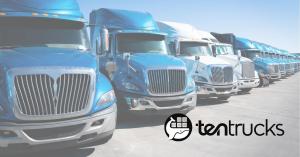 Line of Trucks in a Parking Lot with TenTrucks Logo