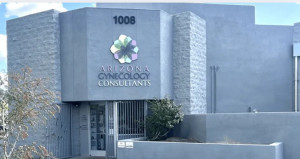 Front view of the Arizona Gynecology Consultants building with the clinic's logo and signage, representing the expanding women's health network in Arizona.