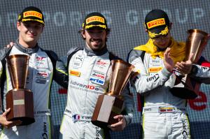 Romain Leroux and team mates on the podium