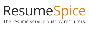 ResumeSpice logo with the tagline “The resume service built by recruiters.” The word “Spice” is highlighted in orange, while the rest of the text is in black.