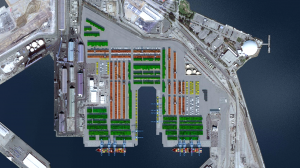 This u-shaped dock configuration was practical when cargo ships were much smaller. The expansion project will now enable ITS to dock some of the largest cargo ships., and the extra land will be used to stack more containers.