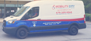 Photo of a van used by Technicians who make house calls in a van equipped as a workshop on wheels.