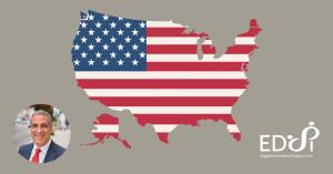 Parham Zar in front of a U.S. map graphic symbolizing American citizenship and surrogacy law