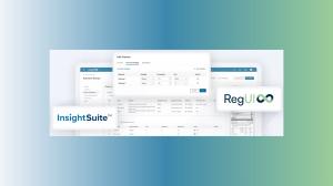 InsightSuite and RegUI logos overlay Regulate CPG platform dashboard, illustrating recipe compliance and ingredient intelligence.