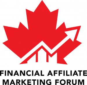 A red maple leaf with the words Financial Affiliate Marketing Forum underneath