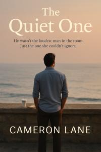 Book cover of The Quiet One by Cameron Lane, featuring a moody coastal setting and quiet, contemplative design elements that reflect the novel’s themes of emotional restraint, intimacy, and quiet transformation.