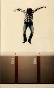 CycleSafe Sets Bar High With Continuous Improvement, Innovation Demonstrating the strength of the ProPark locker by jumping on the top panels; 1980.
