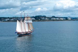To cheers, applause and the sound of ships’ horns, the historic Dutch tall ship Oosterschelde sailed into Falmouth Harbour on Saturday July 19th marking the triumphant conclusion of the DARWIN200 Global Voyage, a modern odyssey inspired by Charles Darwin’s legendary journey aboard HMS Beagle DARWIN200 Oosterschelde Falmouth Homecoming Photograph By Tom Dixon