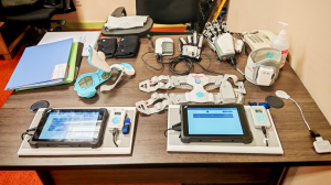 HandVivante™ MirrorHand, GripVivante™, and StrideVivante™ devices arranged for live demonstration at the CME session held at Cheras Rehabilitation Hospital.