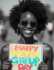 Happy Never Give Up BW