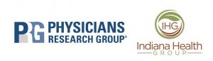 Logos of Physicians Research Group and Indiana Health Group, highlighting their partnership to advance mental health research and patient access to clinical trials in Indiana.