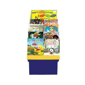 PBS KIDS Series Characters Retail Display Rack holding 96 books, eight titles.