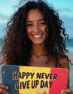 Happy Never Give Up Day Belgium Curly Black