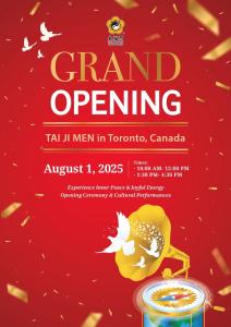 Date: August 1, 2025
Times: 10:00 AM-12:00 PM Grand Opening, TAI JI MEN in Toronto