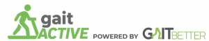 Green and black logo for gaitACTIVE, powered by GaitBetter