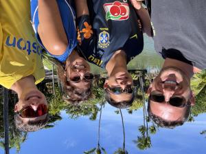 Rony Jabour and his family in Waikīkī, Hawaii, where they experienced a real tsunami emergency during their vacation in July 2025.