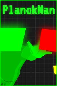 Alternate Vertical Artwork for PlanckMan, showing PlanckMan in a similar pose to the Maing Game artwork.