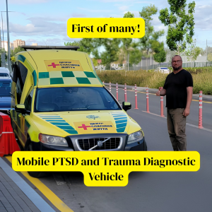 James Holz standing next to an ambulance similar to the one purchased for Spectruth DAO.