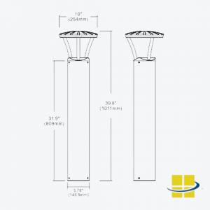 ABUR - Vandal Proof LED Bollard Light (Fixture Dimensions)