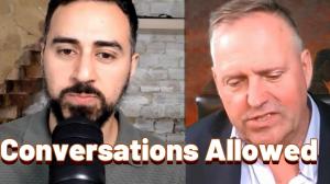 Split-screen image of Paul Rushworth-Brown and Hadi during their Conversations Allowed interview.
