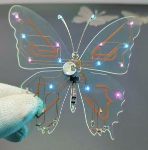 On May 8, 2025, JLCPCB, a leading company in the field of rapid PCB manufacturing, officially launched its transparent flexible printed circuit (FPC) , JLCPCB Launches Transparent FPC,opening new possibilities for industries ranging from medical aesthetics to consumer electronics A butterfly-shaped light-emitting circuit board fabricated with JLCPCB's FPC technology