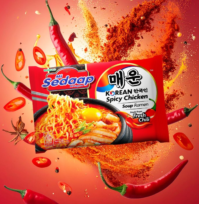 Mi Sedaap Debuts Modernized Packaging for Korean Spicy Chicken