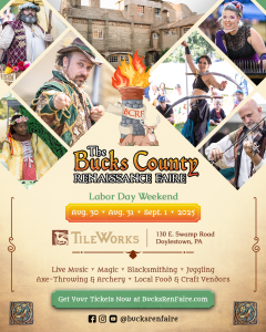 Event poster for the 2025 Bucks County Renaissance Faire