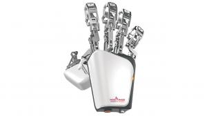 HandVivante™ exoskeleton device assisting a patient’s hand movement during therapy, illustrating personalised robotic support for motor recovery and independence.