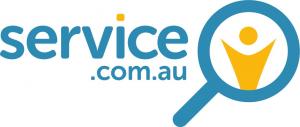 The official logo for Service.com.au, a platform for hiring local tradespeople.