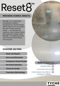 TYCHE Enviro is pleased to introduce Reset8™, a proprietary remediation system now available in Singapore Tyche Reset8 Mould Removal