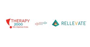 Rellevate, Inc., a fintech empowering consumers with innovative services for flexible money access, today announced a new agreement with Therapy 2000, Texas’s leading provider of pediatric home health therapy, to offer Rellevate’s Pay Any-Day solution to its employees and caregivers The logos for Therapy 2000 (red and blue text with a red exclamation point) and Rellevate (a geometric green and orange icon with blue text) are shown side-by-side, linked by a red and blue double-headed arrow.