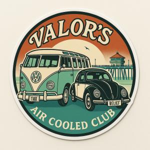 Valor’s Aircooled Club logo – founded by Karim Hanna in Huntington Beach, part of Valor Tax Relief’s community outreach and classic VW enthusiast group.