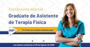 Estudiante de Terapia Física sonríe feliz por estar estudiando en SABER College