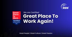 MBW RCM team recognized as a Great Place to Work® 2025–2026.