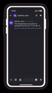This image shows how the SMS looks like when alarm on your production line happens. You can respond quickly then.